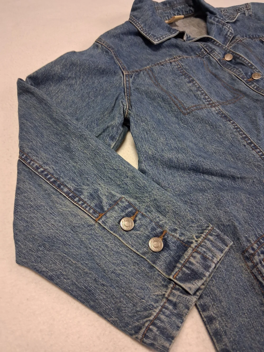 Women's Blue Denim Button-Front Jacket with Patch Pockets - Picture 8 of 13